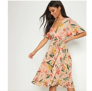Pretty Little Thing, Plated Floral Midi Dress